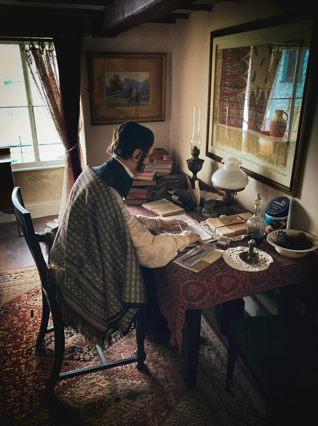 researcher studying old documents
